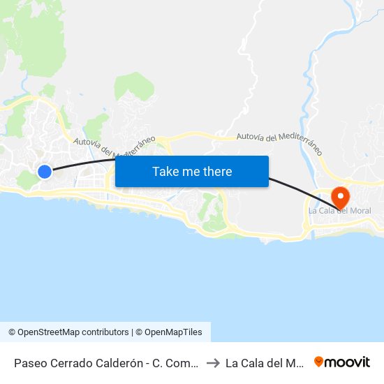Paseo Cerrado Calderón - C. Comercial to La Cala del Moral map
