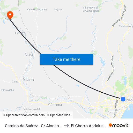 Camino de Suárez - C/ Alonso Hernández to El Chorro Andalusia Spain map