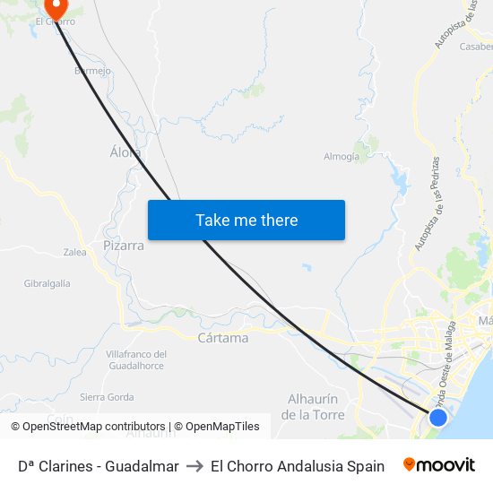 Dª Clarines - Guadalmar to El Chorro Andalusia Spain map