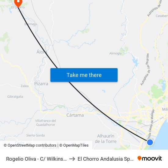 Rogelio Oliva - C/ Wilkinson to El Chorro Andalusia Spain map