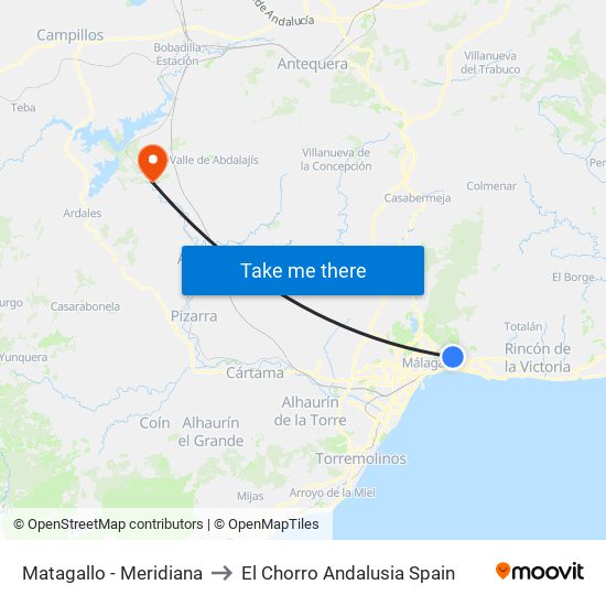Matagallo - Meridiana to El Chorro Andalusia Spain map