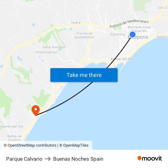 Parque Calvario to Buenas Noches Spain map