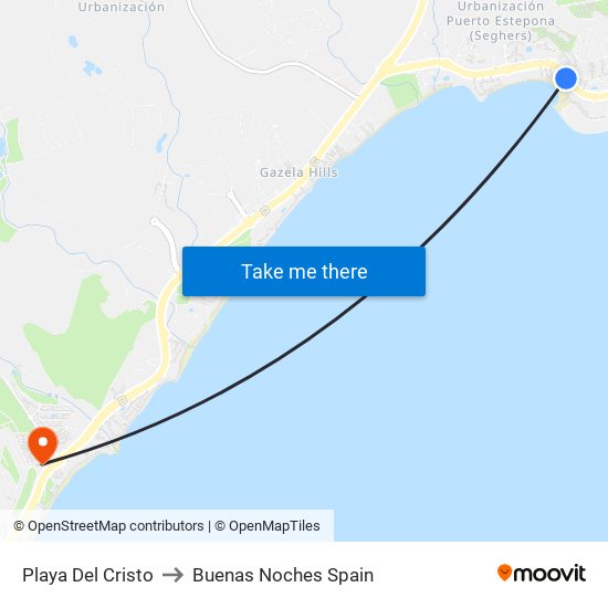 Playa Del Cristo to Buenas Noches Spain map