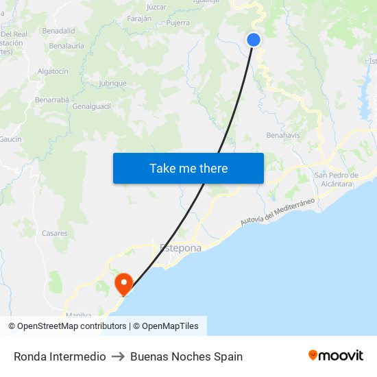 Ronda Intermedio to Buenas Noches Spain map