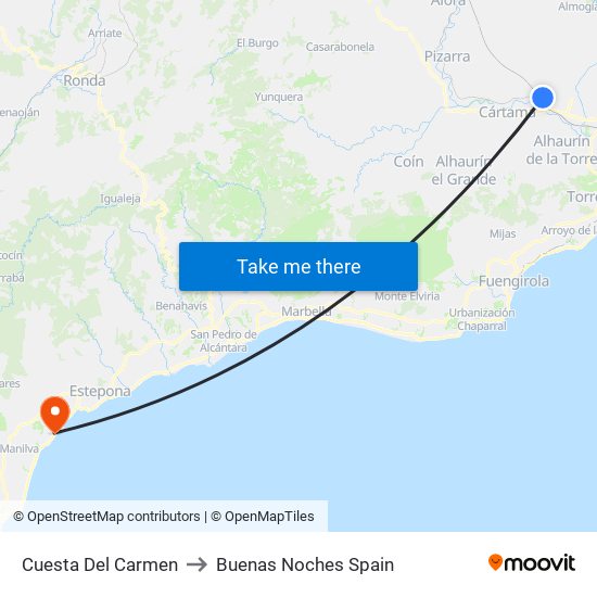 Cuesta Del Carmen to Buenas Noches Spain map