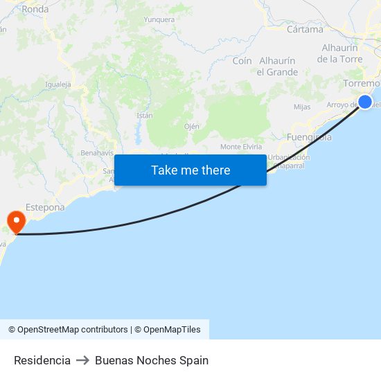 Residencia to Buenas Noches Spain map