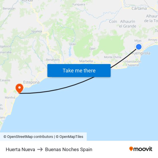 Huerta Nueva to Buenas Noches Spain map
