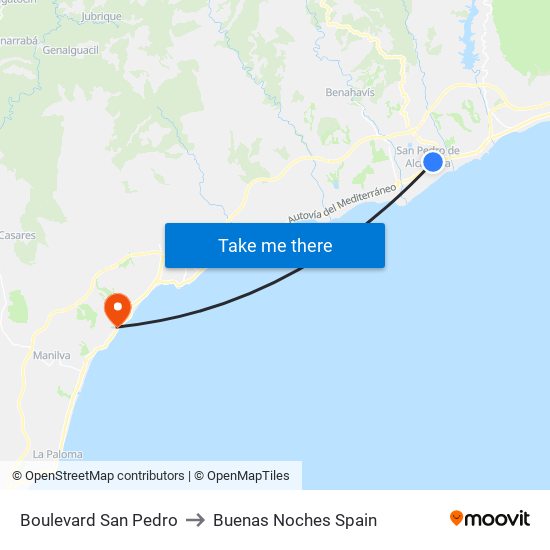 Boulevard San Pedro to Buenas Noches Spain map