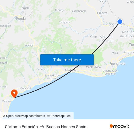 Cártama Estación to Buenas Noches Spain map