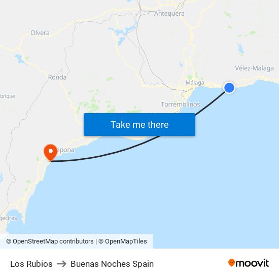 Los Rubios to Buenas Noches Spain map