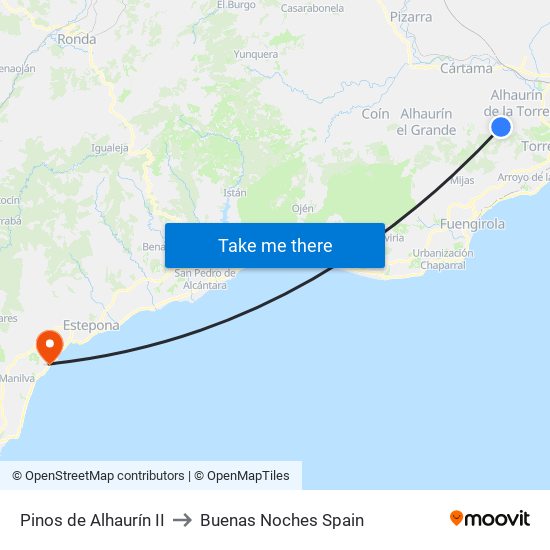 Pinos de Alhaurín II to Buenas Noches Spain map
