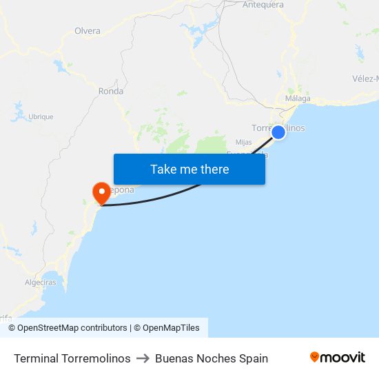 Terminal Torremolinos to Buenas Noches Spain map