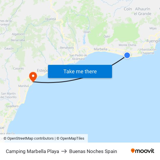 Camping Marbella Playa to Buenas Noches Spain map