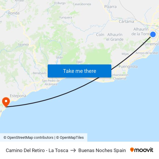 Camino Del Retiro - La Tosca to Buenas Noches Spain map