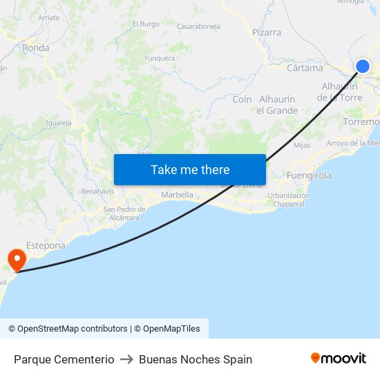 Parque Cementerio to Buenas Noches Spain map
