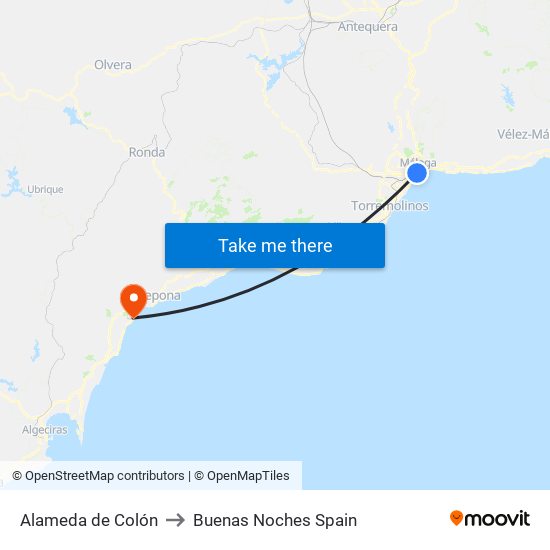 Alameda de Colón to Buenas Noches Spain map