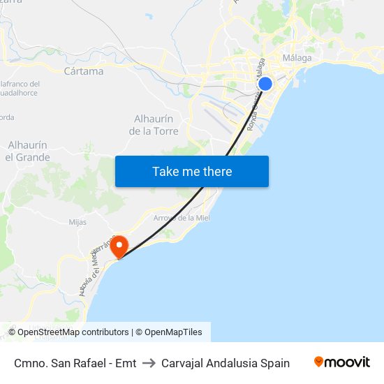 Cmno. San Rafael - Emt to Carvajal Andalusia Spain map