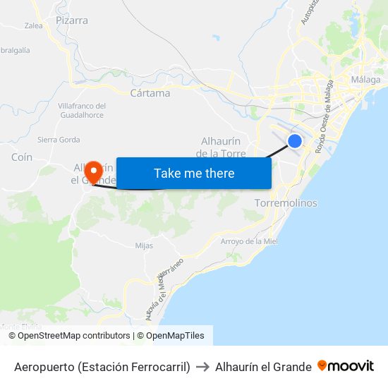 Aeropuerto (Estación Ferrocarril) to Alhaurín el Grande map