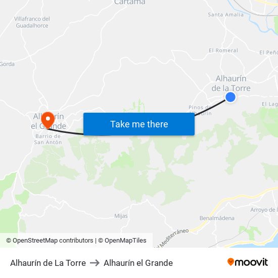 Alhaurín de La Torre to Alhaurín el Grande map