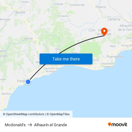 Mcdonald's to Alhaurín el Grande map