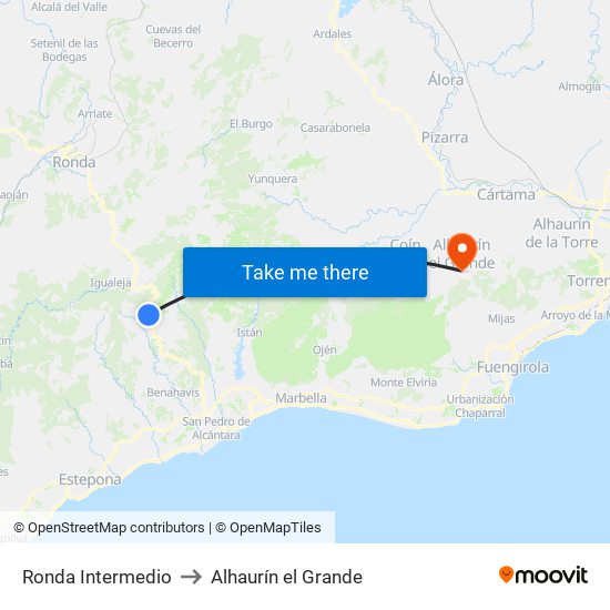 Ronda Intermedio to Alhaurín el Grande map