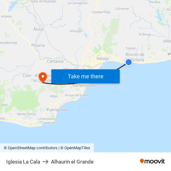 Iglesia La Cala to Alhaurín el Grande map
