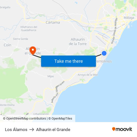 Los Álamos to Alhaurín el Grande map