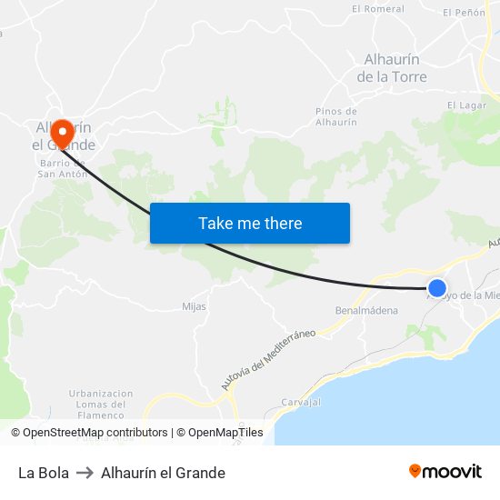 La Bola to Alhaurín el Grande map