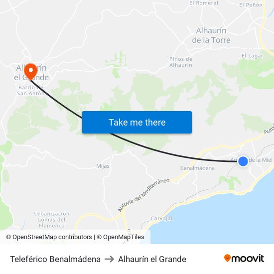 Teleférico Benalmádena to Alhaurín el Grande map