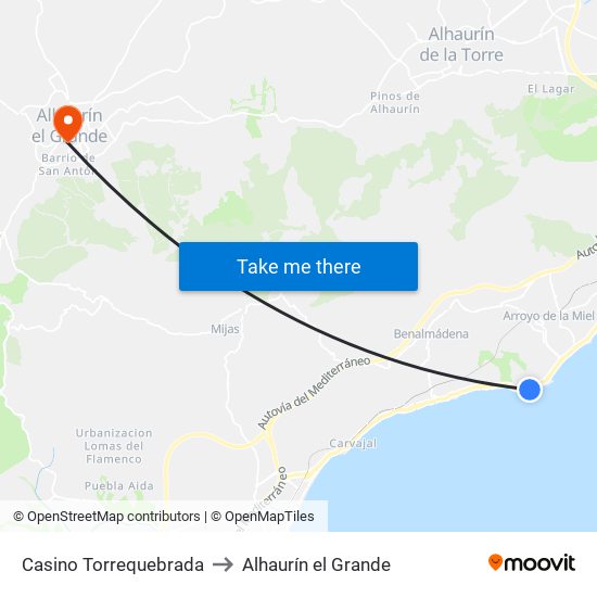 Casino Torrequebrada to Alhaurín el Grande map