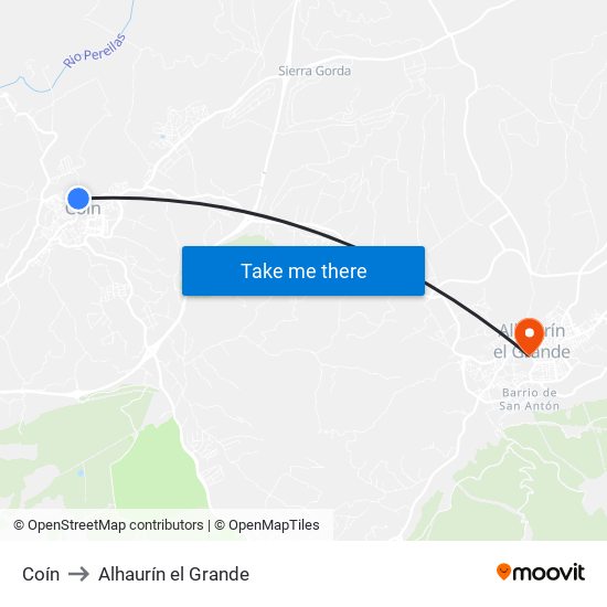 Coín to Alhaurín el Grande map