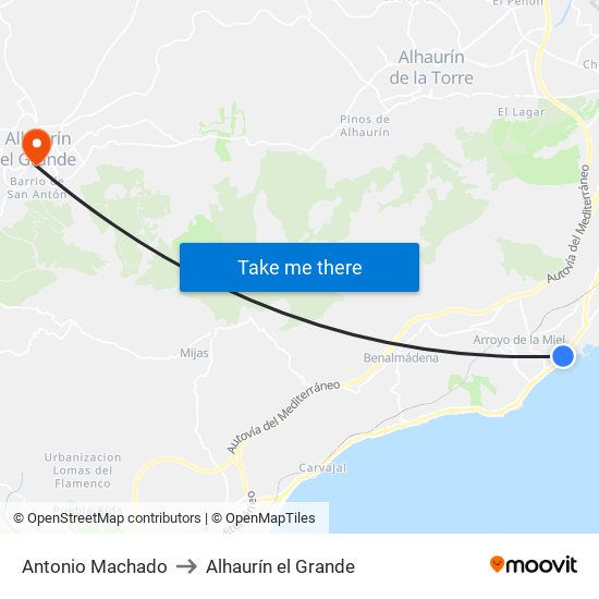 Antonio Machado to Alhaurín el Grande map