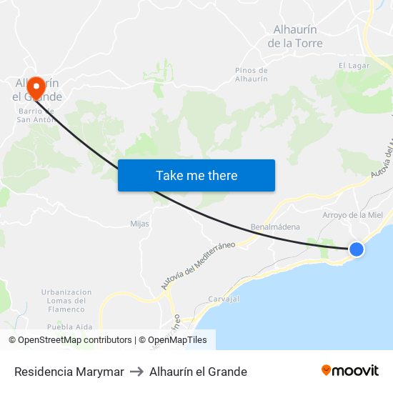 Residencia Marymar to Alhaurín el Grande map