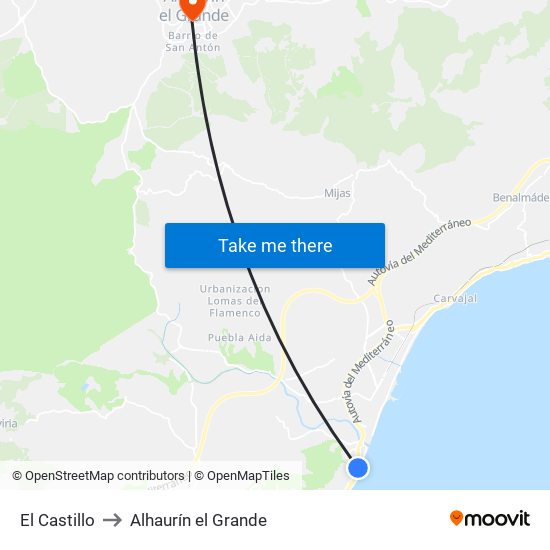 El Castillo to Alhaurín el Grande map