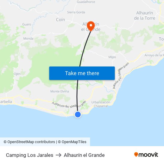 Camping Los Jarales to Alhaurín el Grande map