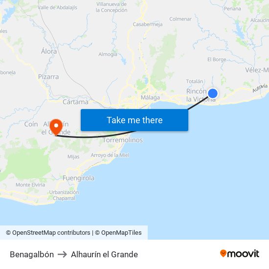 Benagalbón to Alhaurín el Grande map