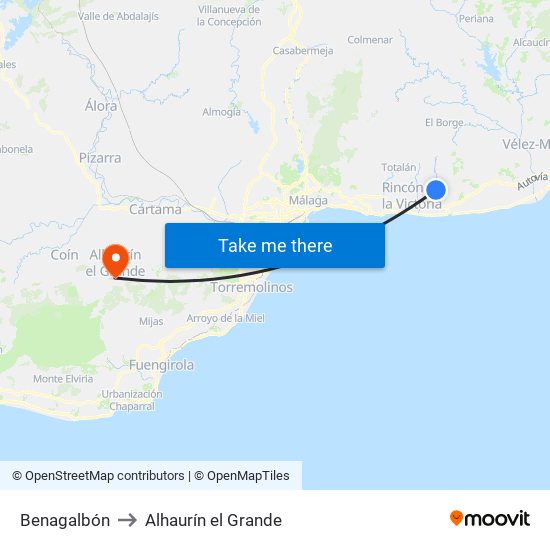 Benagalbón to Alhaurín el Grande map