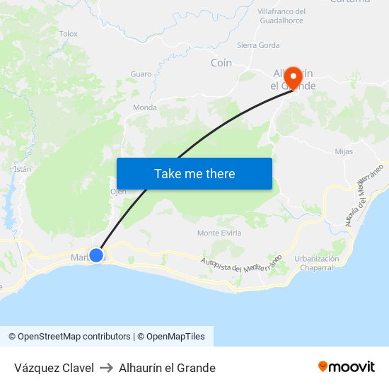 Vázquez Clavel to Alhaurín el Grande map