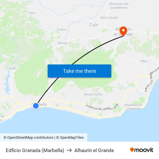 Edficio Granada (Marbella) to Alhaurín el Grande map