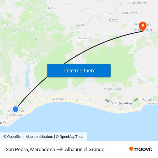San Pedro, Mercadona to Alhaurín el Grande map