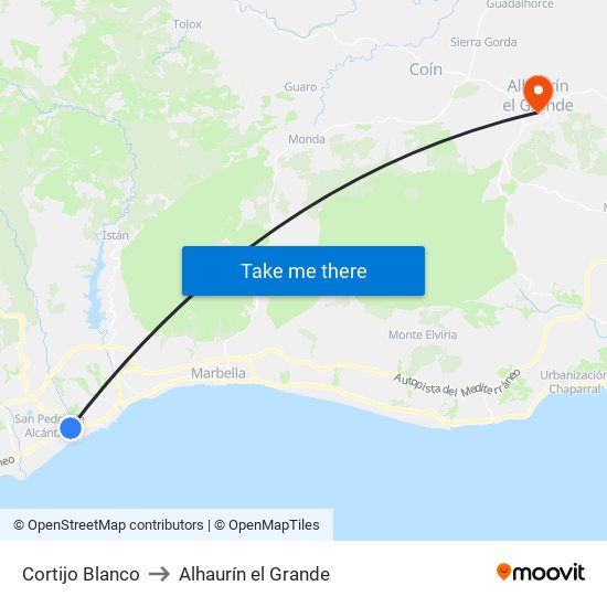 Cortijo Blanco to Alhaurín el Grande map