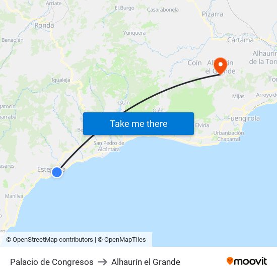 Palacio de Congresos to Alhaurín el Grande map