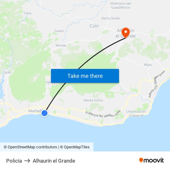 Policía to Alhaurín el Grande map
