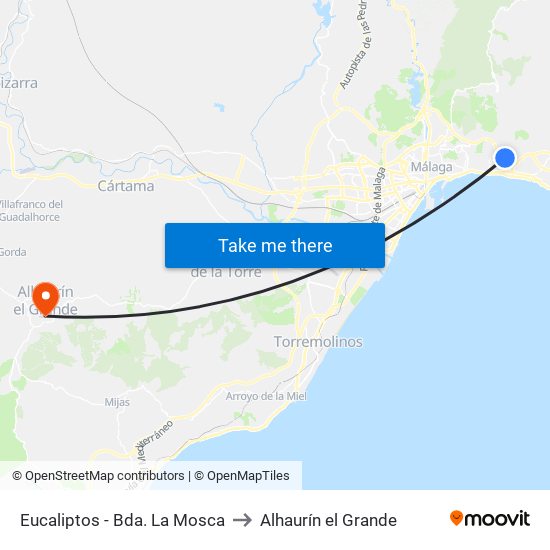 Eucaliptos - Bda. La Mosca to Alhaurín el Grande map