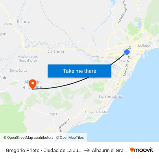 Gregorio Prieto - Ciudad de La Justicia to Alhaurín el Grande map