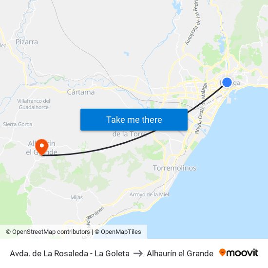 Avda. de La Rosaleda - La Goleta to Alhaurín el Grande map
