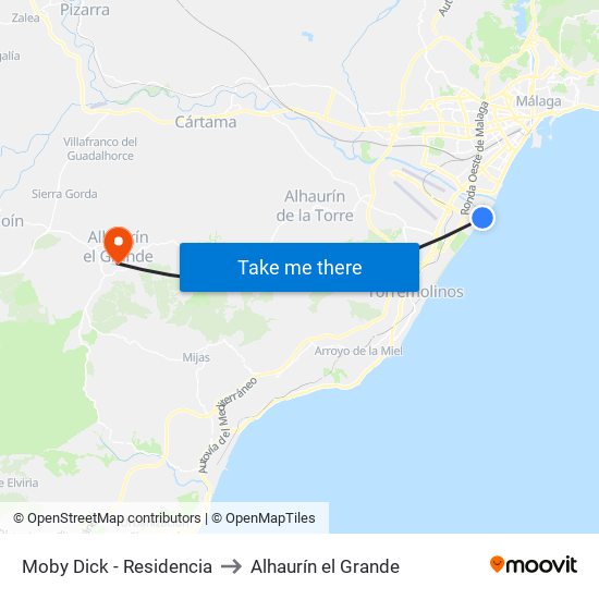 Moby Dick - Residencia to Alhaurín el Grande map