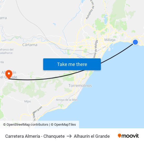 Carretera Almería - Chanquete to Alhaurín el Grande map