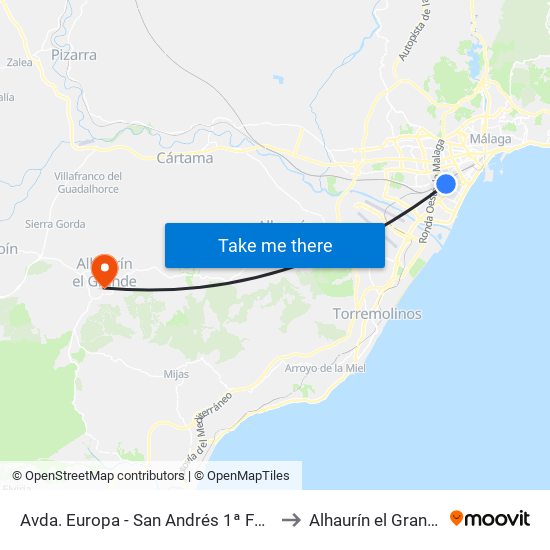 Avda. Europa - San Andrés 1ª Fase to Alhaurín el Grande map