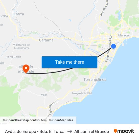 Avda. de Europa - Bda. El Torcal to Alhaurín el Grande map